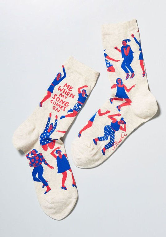 Quirky Graphic Crew Socks for Men & Women | Comfortable Cotton Blend Novelty Socks | Pack of 1 Pair (Off-White)"